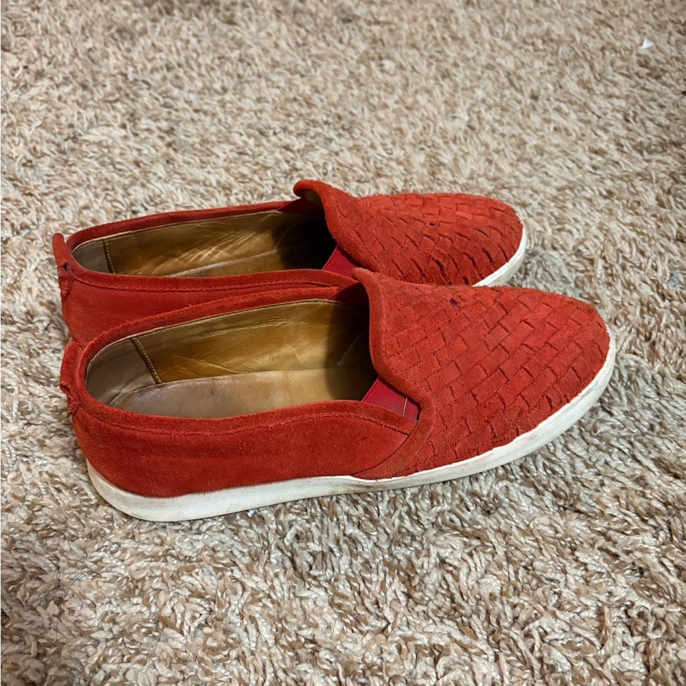 Red Woven Slip-On Shoes